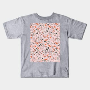 Cute retro print with falling leaves, berries and tree branches Kids T-Shirt